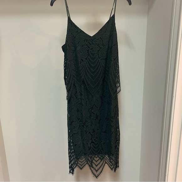 Women’s Strappy Lace Midi Dress, Hunter Green, Medium - Picture 2 of 10